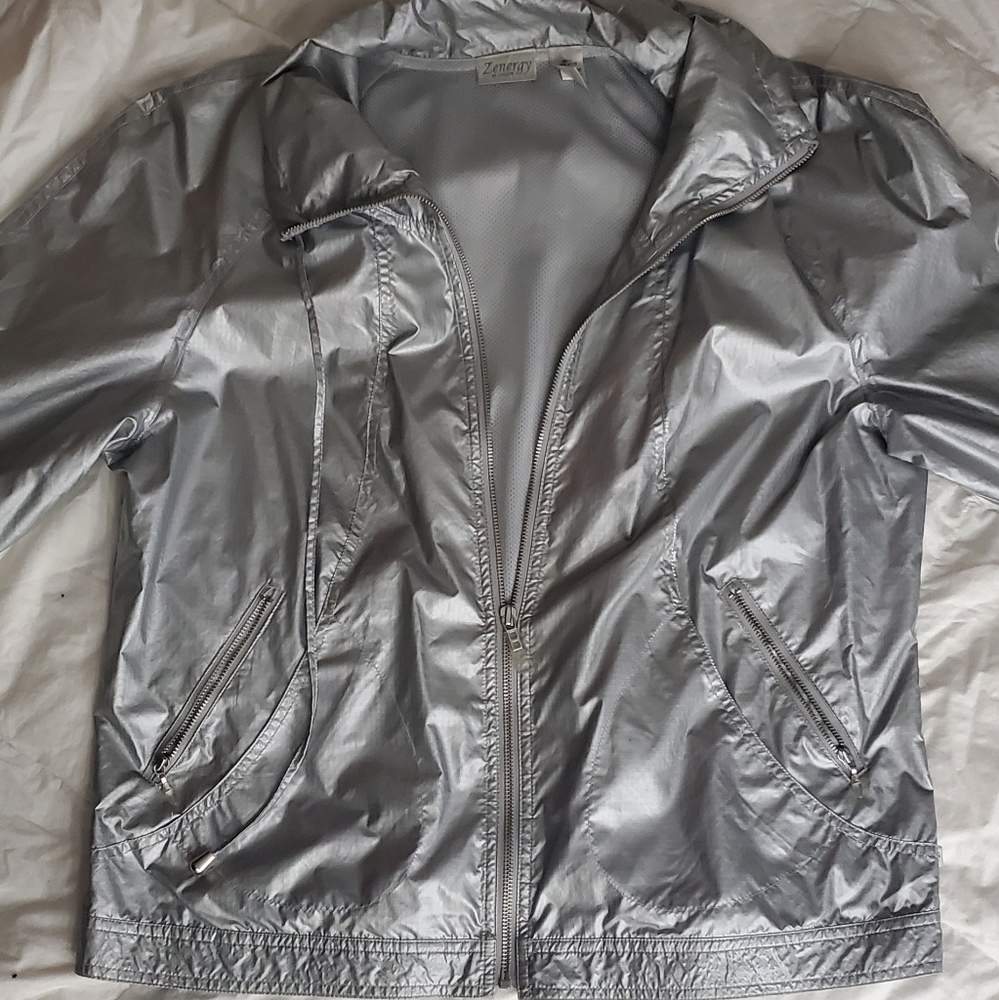 Metallic rain coat